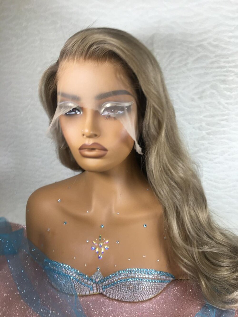 ✨Real Hair 20 In Layered Dirty Blonde Brown Ombre Root Lace Wig Light Natural